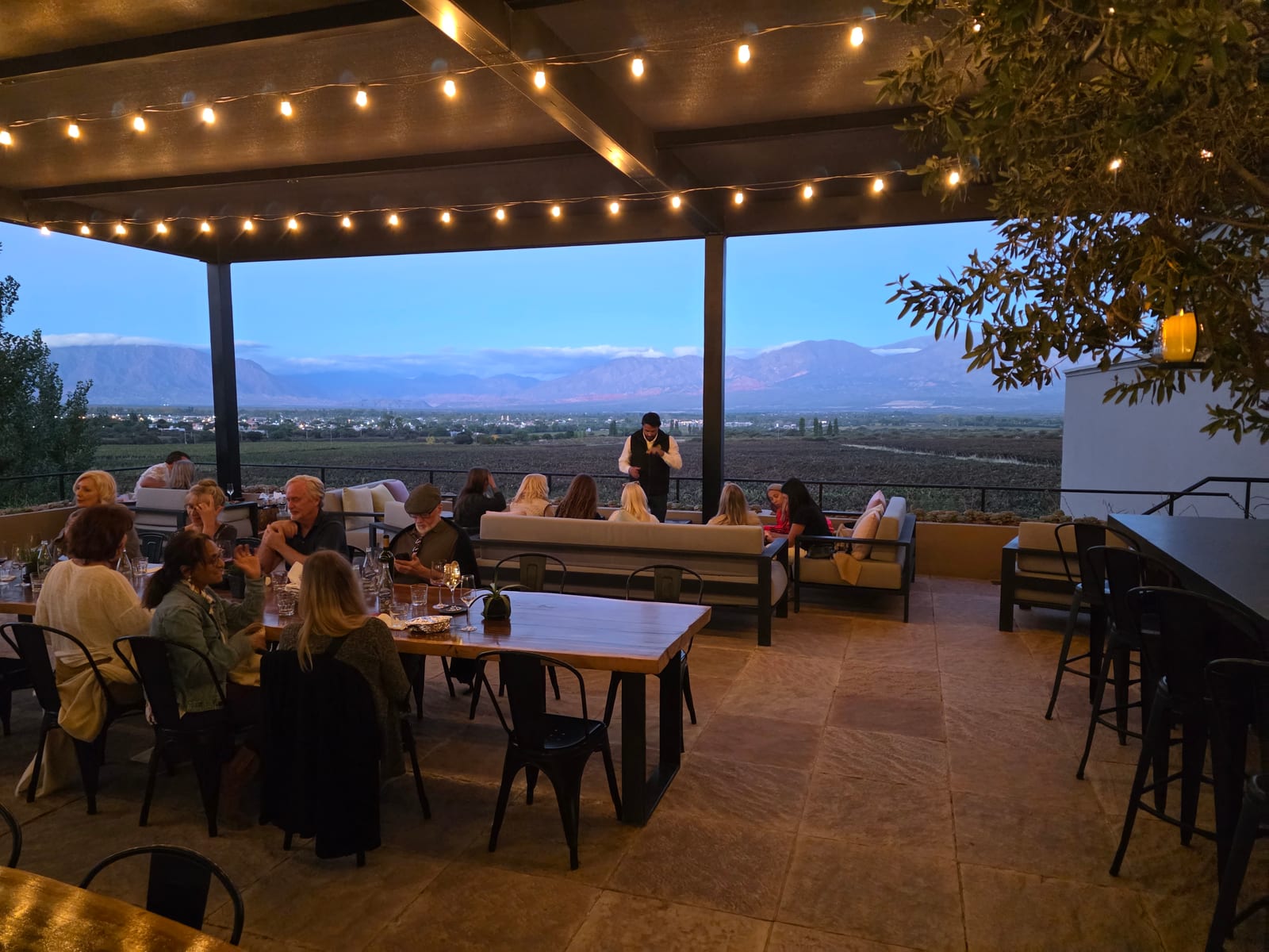 Sunset on the deck at Bodega Amalaya